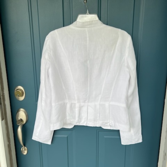 CYNTHIA ROWLEY WHITE LINEN JACKET SIZE MEDIUM - Picture 7 of 14